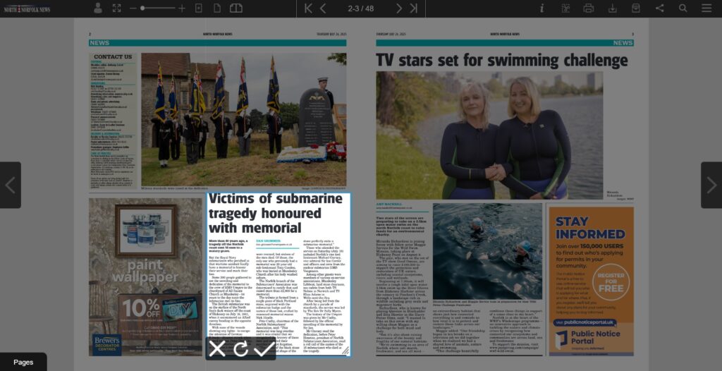Screenshot of the North Norfolk News online edition