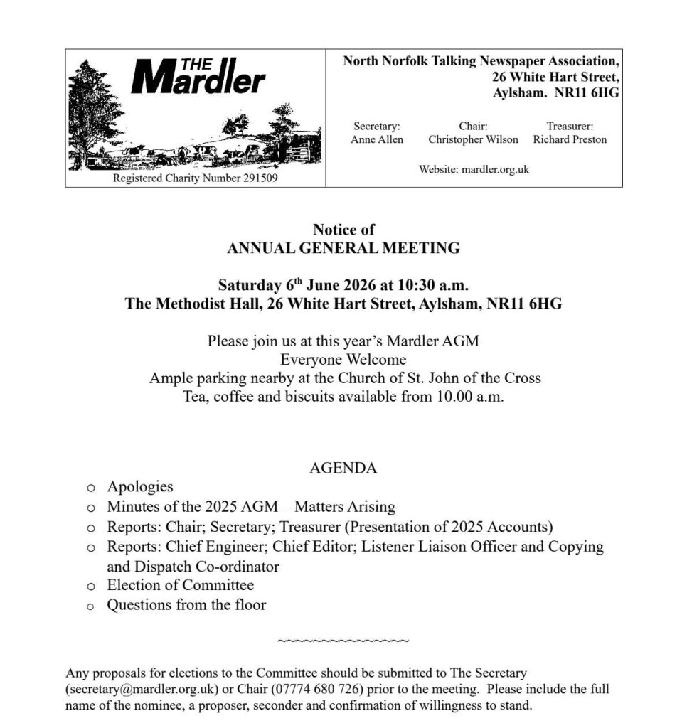 Mardler AGM 2026 Invitation
